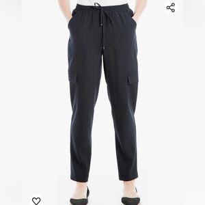 NWT Max Studio Small Dark Navy Soft Twill Cargo Jogger Lounge Pants‎ Waist Tie